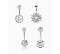 ZAMXHUG piercing ombligo acero quirurgico - 5 pcs Piercing Ombligo 1.6mm Acero Cristal Opal Perla Diamante Barbell Piercings para el Ombligo,Barbell ombligo Bares Piercing Joyería