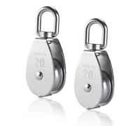 ZAMXHUG poleas para cuerda - 2pcs Polea Cuerda,M20 Polea Rodillo En Acero Inoxidable,Poleas Para Cables,Polea de Bloque Simple,Polea de Elevación,Poleas Fijas,para Interior o Exterior,Carpas,Cortinas