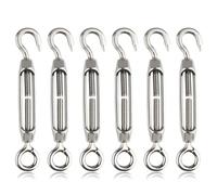 ZAMXHUG Tensor Cable Acero - 6 pcs Tensor de Alambre,Tensor Cuerda tendedero,tensores para Cables,Tensor 304 Gancho y Ojo Tensor Ajustable M4 Juego de Tensor de Acero Inoxidable de Alta Resistencia