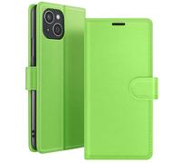 Zanaé Funda tipo cartera para Apple iPhone 15 Plus con soporte y lengüeta, Verde