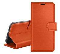 Zanaé Funda tipo cartera para Xiaomi Redmi 13C con soporte y lengüeta, Naranja