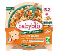 Zanahorias Babybio de las Landas, Coquillette, Jamón de Champiñones de Nueva Aquitania y un toque de nata - 200 g