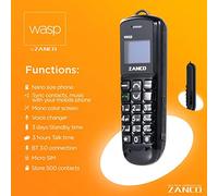 ZANCO Wasp Phone Worlds - Teléfono móvil más pequeño y Delgado, Color Negro, SMS, BT, música, BT, dialer, MP3, Desbloqueado, CE, ROHS, WCDMA y gsm, Vendido por teléfonos 4u ltd
