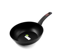Zanetti Evolution Wok para inducción, diámetro 28 cm, sartén wok con fondo antiadherente, alto grosor, wok con mango cómodo, negro