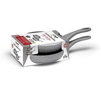 ZANETTI - Piedra rara, juego de 2 sartenes antiadherentes, diámetro 24 cm y 28 cm, mango suave al tacto, color gris, fabricado en Italia