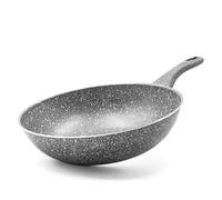 Zanetti - Pietra Rara, sartén de wok de aluminio efecto piedra, mango Soft Touch, diámetro 28 cm, fabricada en Italia