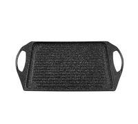 zanetti - Plancha BBQ 28 x 36 cm, sartén Grill, plancha para barbacoa efecto piedra, doble toma, aluminio fundido a presión, apta para inducción