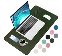 Zanfqvo Alfombrilla de escritorio de 60 x 35 cm, alfombrilla XXL de piel sintética, impermeable y antideslizante, alfombrilla de escritorio multifuncional, para oficina, hogar, portátil (verde militar
