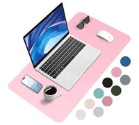 Zanfqvo Alfombrilla de escritorio de 60 x 35 cm, alfombrilla XXL de piel sintética, impermeable y antideslizante, alfombrilla de escritorio multifuncional, para oficina, hogar, portátil (rosa)