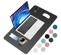 Zanfqvo Alfombrilla de escritorio de 90 x 43 cm, alfombrilla XXL de piel sintética, impermeable y antideslizante, alfombrilla de escritorio multifuncional, para oficina, hogar, portátil (negro)