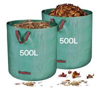 Zanfqvo Jardineria de Sacos, 2 x 500L Jardim Sacos, Grandes Big Bag de Basura con Asas, Resistente al Agua y a Los Rayos UV, Plegables y Reutilizables