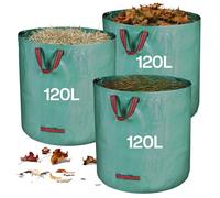 Zanfqvo Jardineria de Sacos, 3 x 120L Jardim Sacos, Grandes Big Bag de Basura con Asas, Resistente al Agua y a Los Rayos UV, Plegables y Reutilizables