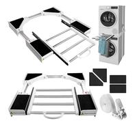 Zanfqvo Kit Union Lavadora Secadora con Cuerda de Trinquete - Marco de conexión Universal con Toallero Extensible, Tamaño Ajustable (46-72 cm)