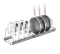 Zanfqvo Organizador de Sartenes, Extensible Organizador Tapas Ollas con 10 Compartimentos, Soporte Tapas y Sartenes Cocina para Almacenar Tapas de Ollas,Platos