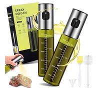 Zanfqvo Pulverizador Aceite Spray, 2PCS Spray Aceite Cocina Vidrio Especial con protección UV Verde, Dispensador de Aceitera Antigoteo Para cocinar, asar, ensaladas, freír en el aire