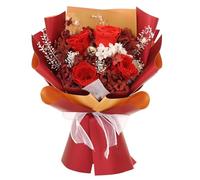 Zanfqvo Ramos de Rosa Eterna - Regalo Madre - Regalos Originales para Mujer - Flor Eterna Natural Preservada para Mamá Novia Esposa Cumpleaños Navidad Valentín(Rojo)