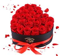 Zanfqvo Rosa Eterna Regalos Originales para Mujer, 27 Rosa Eterna Natural Preservada Duran 2-3 Años, Flores Preservadas en Caja de Rosas para Valentín, Día de la Madre, Aniversario de Navida