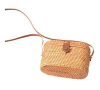 ZANGAO Forma de ratán Playa Bolso de la Cesta Tejida a Mano Retro-Paja Crossbody Bolso de la PU de la Correa de la Caja de Bolsos pequeños Enfermera Bolsa (Color : Picture Color)