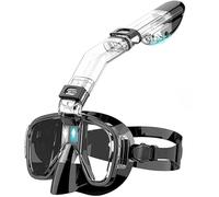 ZANHOG Snorkel Mask Foldable Diving Mask Set with Dry Top System and Camera Mount, Anti-Fog Professional Snorkeling Gear (Color : L and Black)