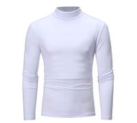Zanisouta Camiseta de cuello alto para hombre de invierno, manga larga, ajuste ceñido, jersey de cuello alto, sudadera negra térmica, cuello de tortuga, fina, elástica, regular, básica, de color