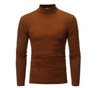 Zanisouta Camiseta de cuello alto para hombre de invierno, manga larga, corte ajustado, jersey de cuello alto, sudadera negra térmica, cuello de tortuga, delgada, elástica, regular, básica, monocolor