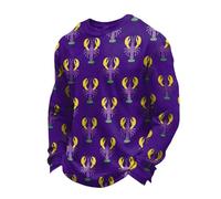 Zanisouta Disfraz de carnaval para hombre, suéter de gofre, colorido, estampado de langosta, camisa de manga larga, camisa de verano, fiesta, uso diario, multicolor, disfraz de carnaval, O Púrpura, M