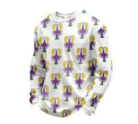 Zanisouta Disfraz de carnaval para hombre, suéter de gofre, colorido, estampado de langosta, camisa de manga larga, camisa de verano, fiesta, uso diario, multicolor, disfraz de carnaval, O blanco., M