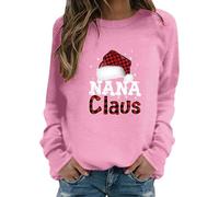 Zanisouta Jersey de Navidad para mujer, suéter navideño divertido 3D, tallas grandes, suéter de Navidad con gorro de Navidad, diseño de gorro de Navidad, cuello redondo, manga larga, blusa de Navidad