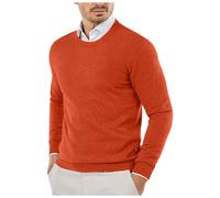 Zanisouta Jersey de punto para hombre, corte ajustado, cuello redondo, sin capucha, jersey de invierno, tiempo libre, camiseta de manga larga, suéter cálido, suéter suave, jersey térmico, jersey de