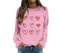 Zanisouta Ropa de San Valentín para mujer, amante de corazón, sudadera de gran tamaño, sin capucha, camiseta de manga larga, camiseta festiva de manga larga, suéter de trabajo, para uso diario, camisa