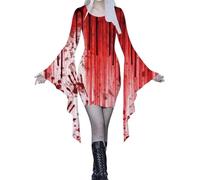 Zanisouta Ropa medieval para mujer, disfraz de Halloween, vestido steampunk, manga larga, cuello redondo, tiempo libre, vintage, dobladillo, gótico, vestido maxi de manga de murciélago, vampiro