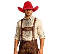 Zanisouta Sombrero de vaquero occidental para mujer y hombre, transpirable, sombrero clásico de Oktoberfest, sombrero de paja ajustable con borde ancho para fiestas de cerveza, carnaval, Halloween