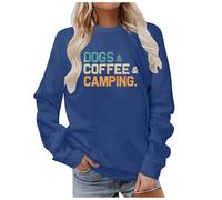 Zanisouta Sudadera para mujer con estampado de letras, suéter de otoño e invierno, blusa de cuello redondo, camiseta de manga larga, holgada, informal, sin capucha, camiseta deportiva de un solo color