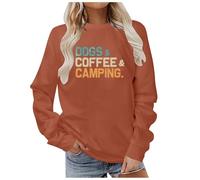 Zanisouta Sudadera para mujer con estampado de letras, suéter de otoño e invierno, blusa de cuello redondo, camiseta de manga larga, holgada, informal, sin capucha, camiseta deportiva de un solo color