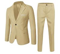 Zanisouta Traje de boda para niño clásico disfraz slim fit 3 piezas chaqueta tuxedo pantalones chaleco moda niños ropa set boda fiesta cumpleaños bautizo ropa, O Khaki, XXXL