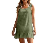 Zanisouta Vestido de casa para mujer, espalda descubierta, cami, vestido de salón, monocolor, sin mangas, largo, vestido de verano, cuello en V, vestido de playa, informal, suelto, monocolor, midi