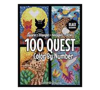 Zankie 100 QU-EST Color Por Número: Cuadrados, Triángulos, Hexágonos y Círculos - Libro De Actividades Para Adultos | Tapa Blanda | Pintura Divertida