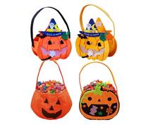 Zankie Cubo de calabaza de Halloween, bolsas de dulces de calabaza,Cesta de calabaza naranja y bolsa de golosinas - 4 Uds. Cestas de calabaza, bolsos, bolsa de golosinas de calabaza naranja, bolsa con