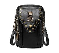 Zankie mano estilo punk Revit - Monederos con calaveras para mujer - Cráneo Esqueleto Negro PU Bolsa Bandolera Bandolera Gimnasio Ciclismo Viajes Senderismo Mochila para Hombres Mujeres