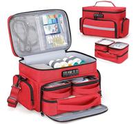 Zannaki Bolsa de medicamentos con 3 bolsas extraíbles, bolsas de primeros auxilios vacías con cerradura de combinación, organizador de botellas de píldoras de doble capa con correa para el hombro,