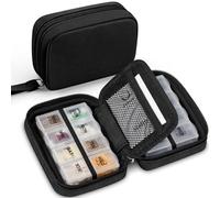 Zannaki Bonito organizador de pastillas para bolso con dos pastilleros extraíbles para 7 días, pastillero de piel sintética de viaje, contenedor semanal portátil con bolsa de almacenamiento para