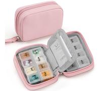 Zannaki Bonito organizador de pastillas para bolso con dos pastilleros extraíbles para 7 días, pastillero de piel sintética de viaje, contenedor semanal portátil con bolsa de almacenamiento para
