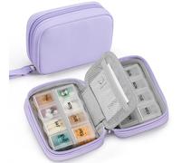 Zannaki Bonito organizador de pastillas para bolso con dos pastilleros extraíbles para 7 días, pastillero de piel sintética de viaje, contenedor semanal portátil con bolsa de almacenamiento para