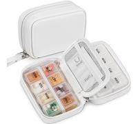 Zannaki Bonito organizador de pastillas para bolso con dos pastilleros extraíbles para 7 días, pastillero de piel sintética de viaje, contenedor semanal portátil con bolsa de almacenamiento para