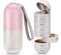 Zannaki Organizador de pastillas 2 en 1 con cortador, pastillero semanal de fibra de grano, compartimento grande, a prueba de humedad, cierre magnético, pastillero de viaje sin BPA, 7 días para