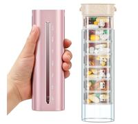 Zannaki Organizador de pastillas de metal para 7 días, pastillero semanal portátil con bloqueo de empuje para estallar, pastillero diario hermético de gran capacidad, contenedor de pastillero de viaje