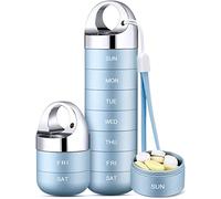 Zannaki Organizador de pastillas de viaje de metal, portátil, impermeable, semanal, contenedor grande de aleación de aluminio, sin BPA, organizador de medicamentos diarios de 7 días para vitaminas