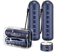 Zannaki - Organizador de pastillas de viaje de metal, portátil, impermeable, semanal, contenedor grande de aleación de aluminio, sin BPA, organizador de medicamentos diarios de 7 días para vitaminas