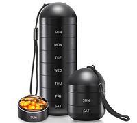 Zannaki Organizador de pastillas de viaje de metal XL, pastillero semanal extra grande, impermeable, contenedor de aleación de aluminio, sin BPA, organizador de medicamentos diarios para 7 días para