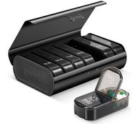 Zannaki Organizador semanal de pastillas de metal XL 2 veces al día, pastillero diario de viaje grande para 7 días, contenedor portátil para dos pastillas, pastillero AM PM para medicamentos,